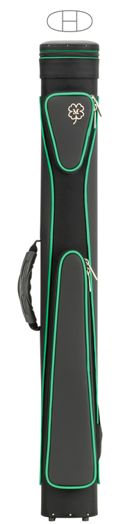 Black cue case with green edging