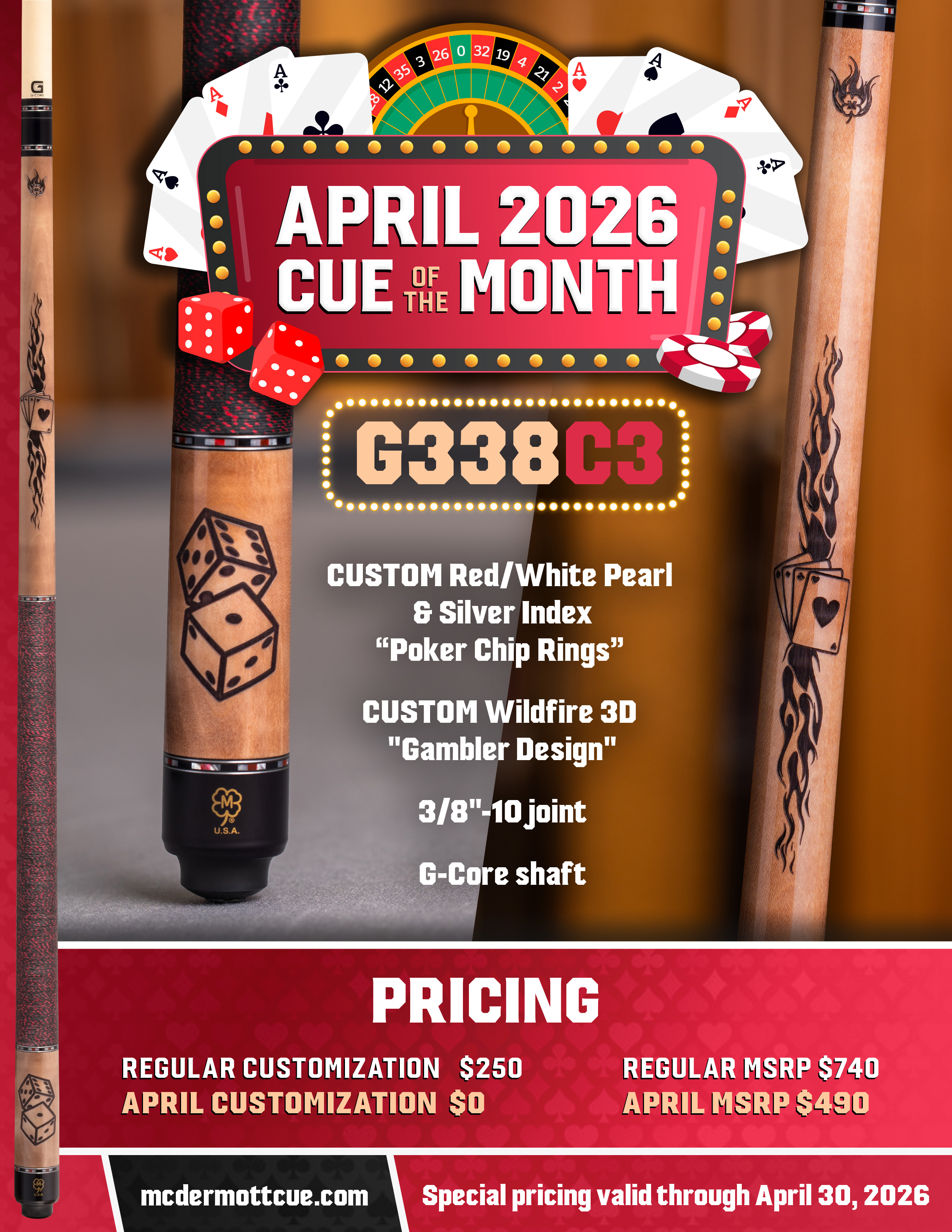 G338C3 April 2026 Cue of the Month flyer